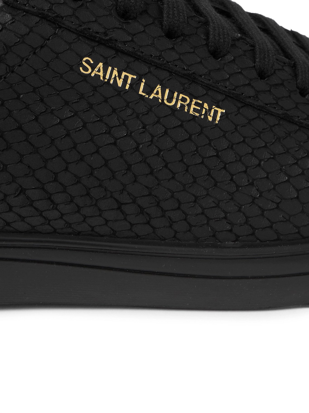SAINT LAURENT - Andy Snake-Effect Leather Sneakers - Black Saint