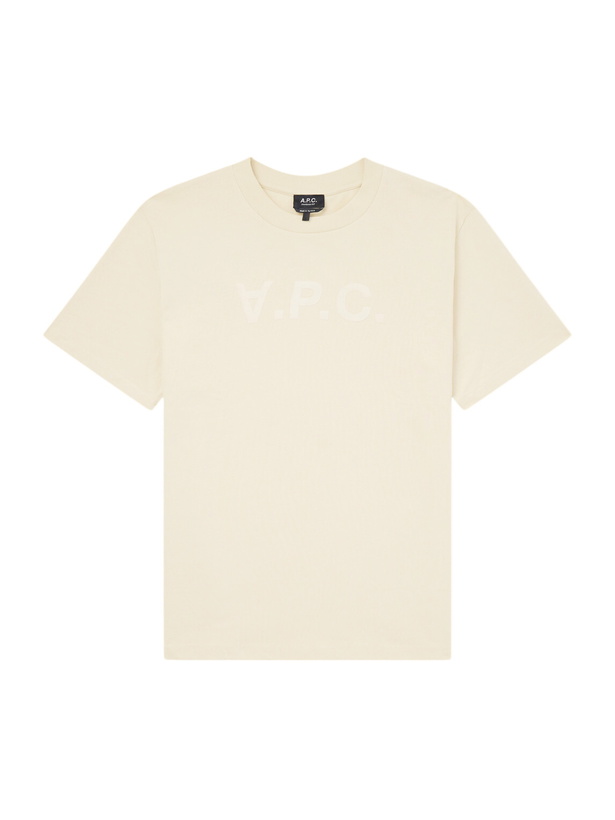 Photo: A.P.C. - Standard Grand VPC Logo-Flocked Organic Cotton-Jersey T-Shirt - Yellow