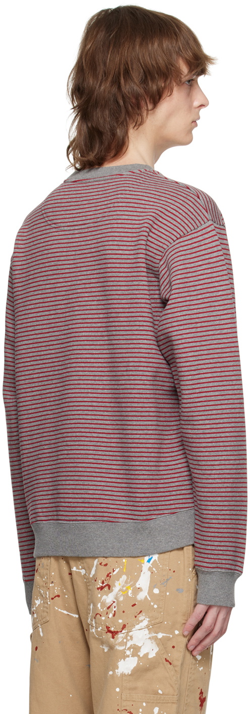 Martine Rose Red & Gray Striped Sweatshirt