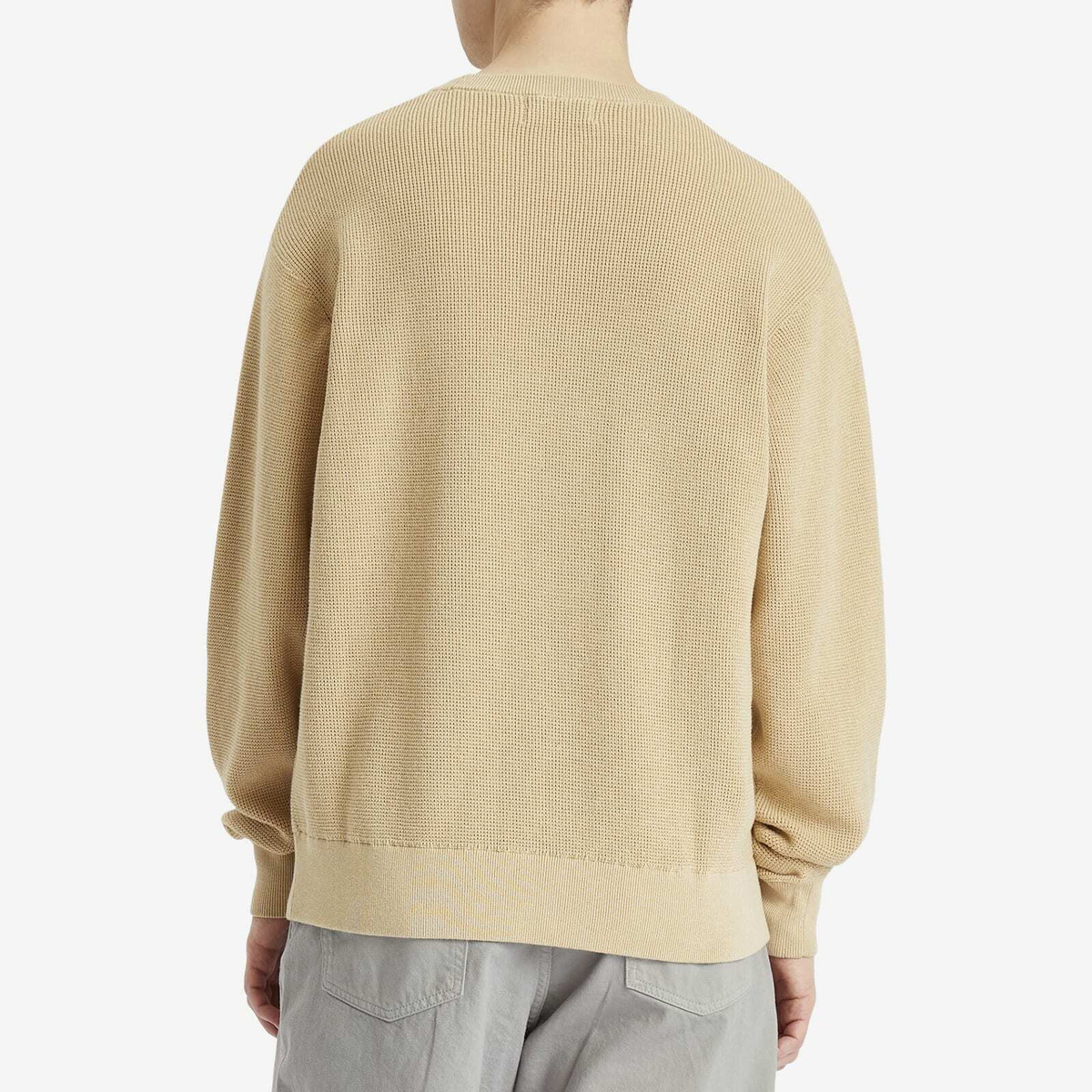 A Bathing Ape Men's College Waffle Crewneck Sweater in Beige