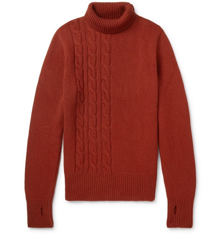 Photo: Oliver Spencer - Talbot Cable-Knit Wool Rollneck Sweater - Men - Orange
