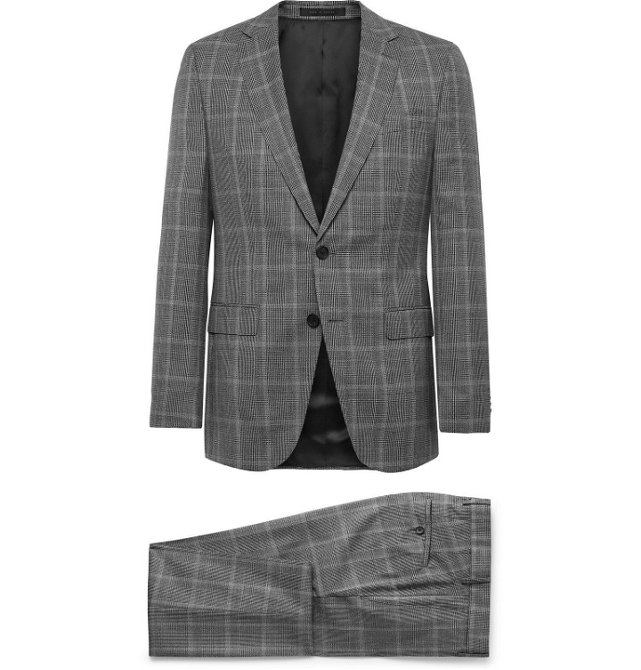 Photo: Hugo Boss - Grey Novan/ Ben Slim-Fit Prince Of Wales Checked Super 120s Virgin Wool Suit - Gray