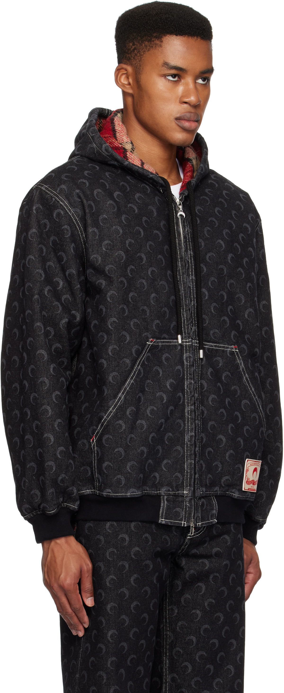 Marine Serre Black Moon Laser Padded Denim Jacket Marine Serre