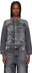 Marc Jacobs Fray Charm Shrunken Trucker Denim Jacket