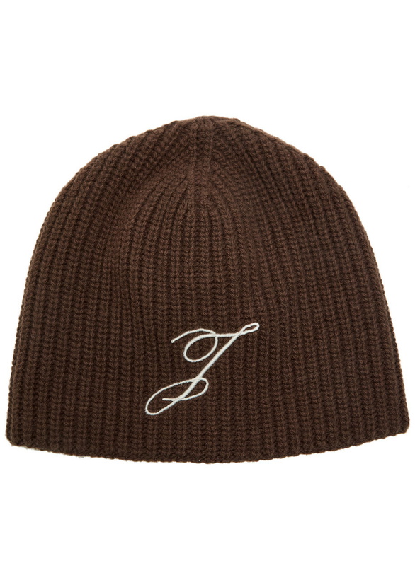 Photo: Jacquemus Le Bonnet Espiral Ribbed Wool Beanie - Dark Brown - One Size
