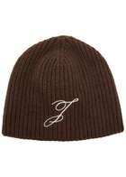 Jacquemus Le Bonnet Espiral Ribbed Wool Beanie - Dark Brown - One Size