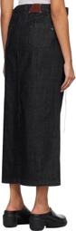 Subtle Le Nguyen Black Flat Denim Maxi Skirt