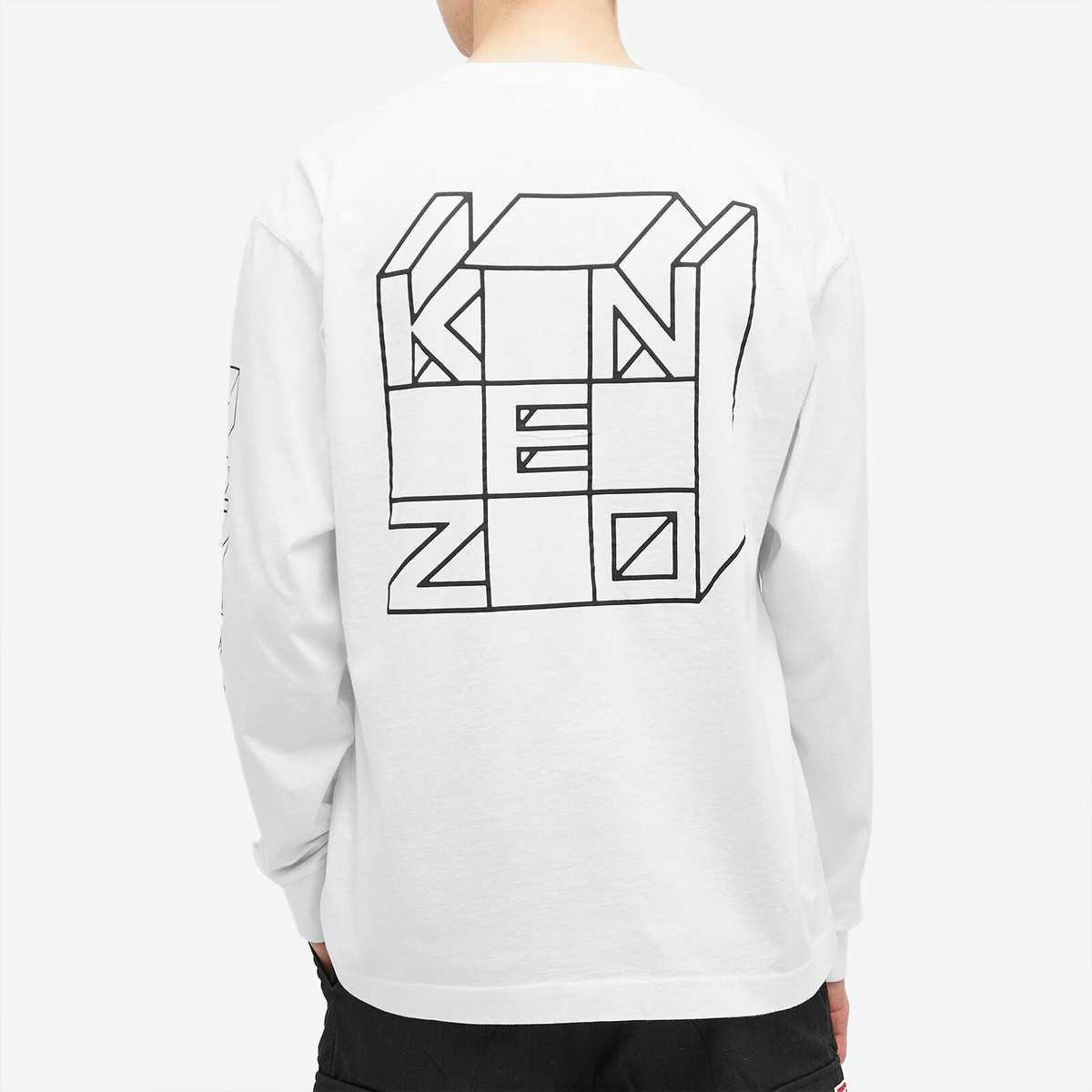 ★送関込み★ KENZO Kube 長袖シャツ Kenzo Men's Kube Long Sleeve T-Shirt in White Kenzo