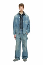 Diesel D-Shock-Distressed denim loafers - Mocassins and Mules Mens in Blue