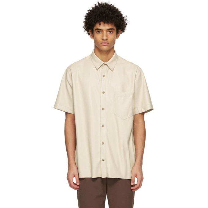 Photo: Nanushka Off-White Vegan Leather Adam Short Sleeve Shirt