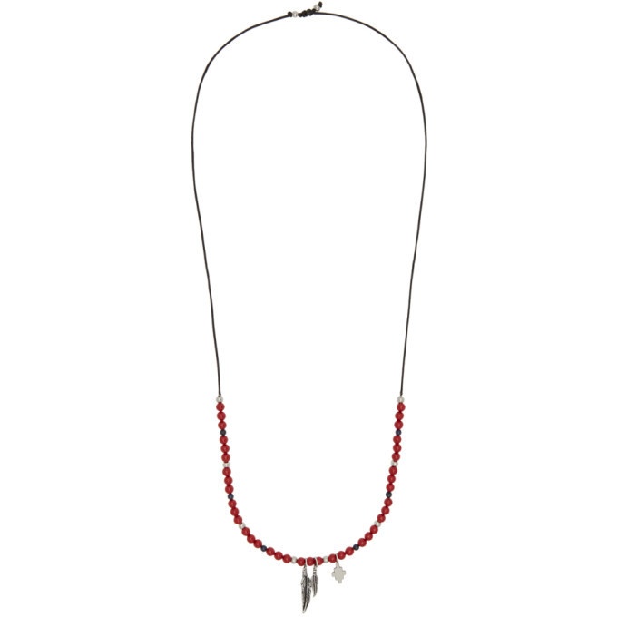 Photo: Marcelo Burlon County of Milan Silver and Red Feathers Beads Necklace