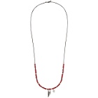 Marcelo Burlon County of Milan Silver and Red Feathers Beads Necklace