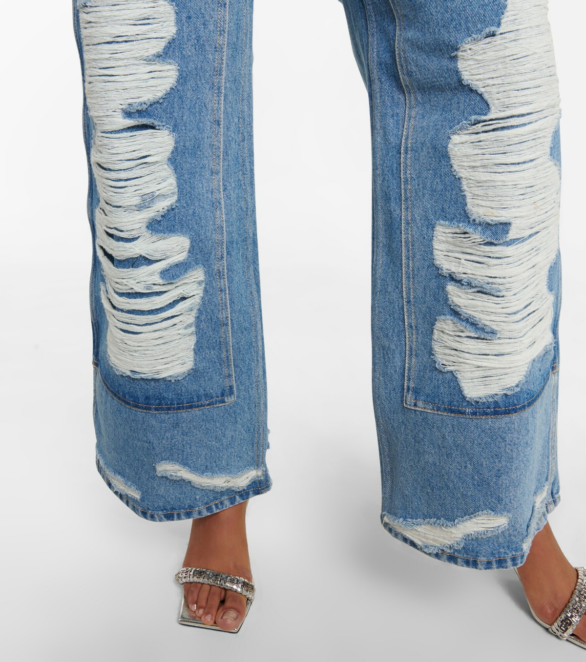 Givenchy - Distressed mid-rise wide-leg jeans Givenchy