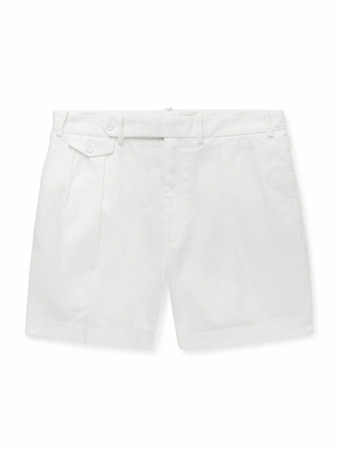 Ralph Lauren Purple label - Slim-Fit Straight-Leg Garment-Dyed Stretch-Cotton Twill Shorts - White