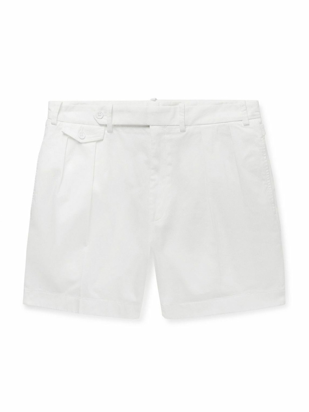 Photo: Ralph Lauren Purple label - Slim-Fit Straight-Leg Garment-Dyed Stretch-Cotton Twill Shorts - White