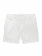 Ralph Lauren Purple label - Slim-Fit Straight-Leg Garment-Dyed Stretch-Cotton Twill Shorts - White