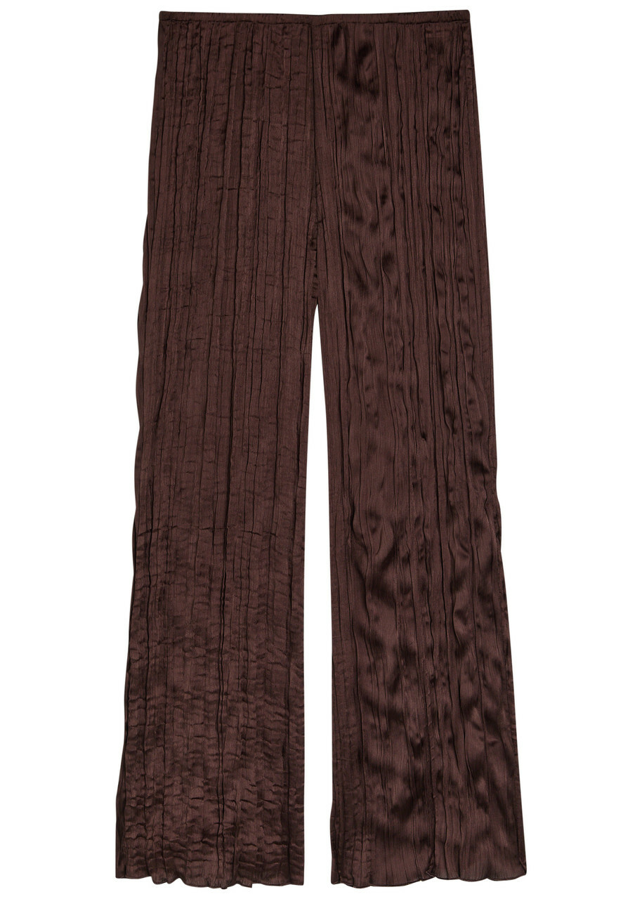 Staud Nami Plissé Trousers Brown