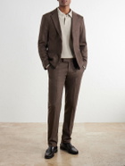 Sunspel - Straight-Leg Stretch Wool-Blend Flannel Trousers - Brown