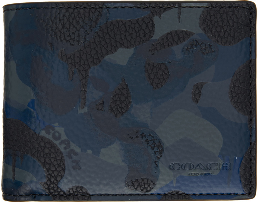Coach 1941 Blue & Navy Slim Billfold Camo Print Wallet