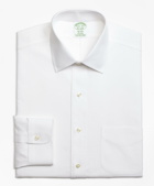 Brooks Brothers Men's Stretch Milano Slim-Fit Dress Shirt, Non-Iron Pinpoint Spread Collar | White