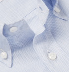 Loro Piana - Button-Down Collar Puppytooth Brushed-Cotton Shirt - Blue