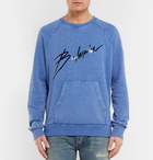 Balmain - Logo-Print Washed Cotton-Jersey Sweatshirt - Men - Blue