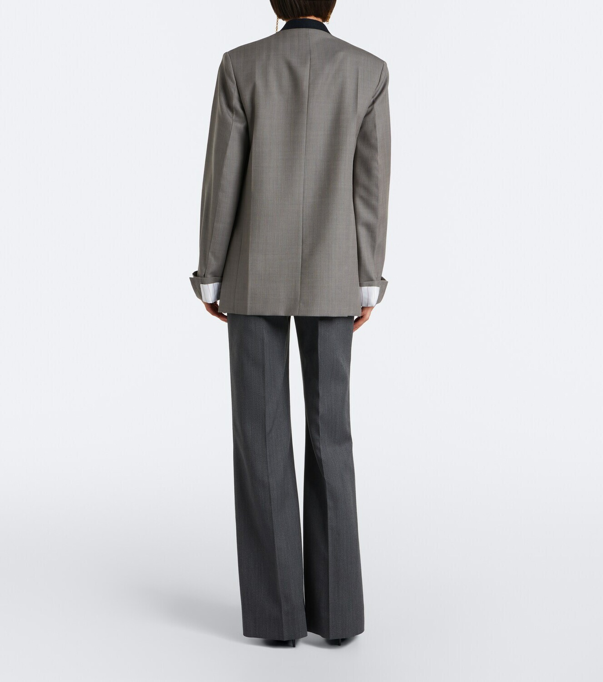 Victoria Beckham Alina herringbone virgin wool wide-leg pants