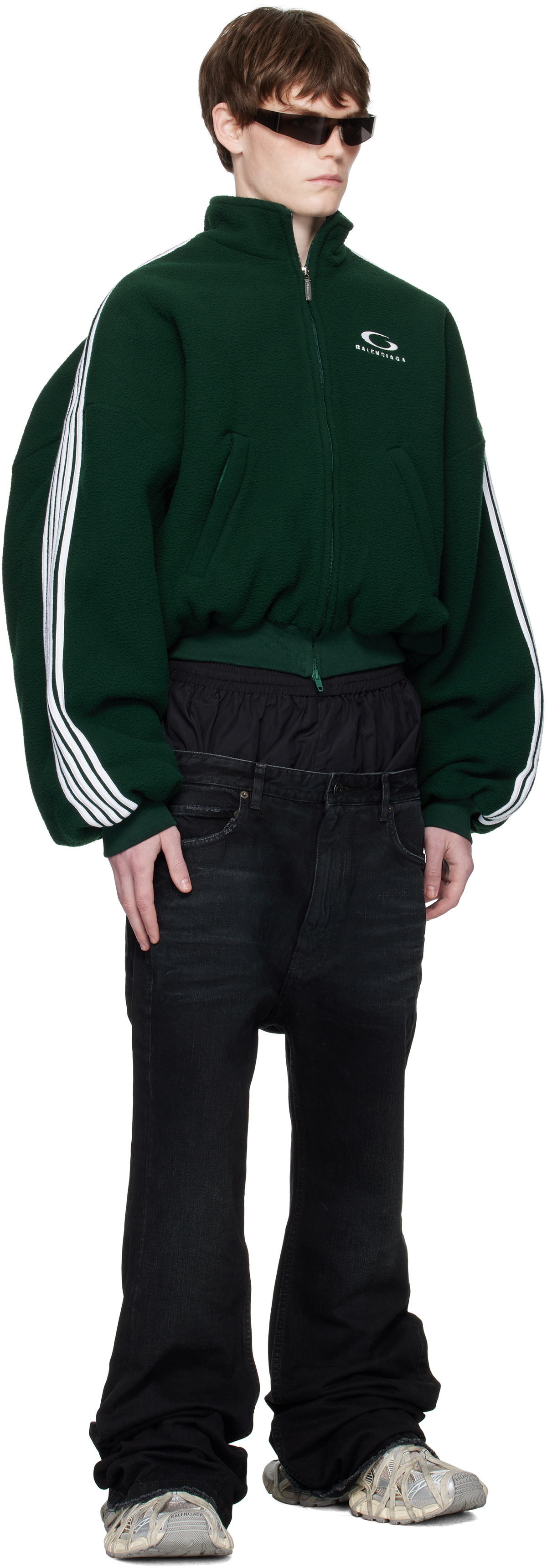 BALENCIAGA LOOP SPORTS ROUND ジップ ロゴ ジャケット トラック Loop Sports Icon Round Zip-up Jacket in Cypress Green