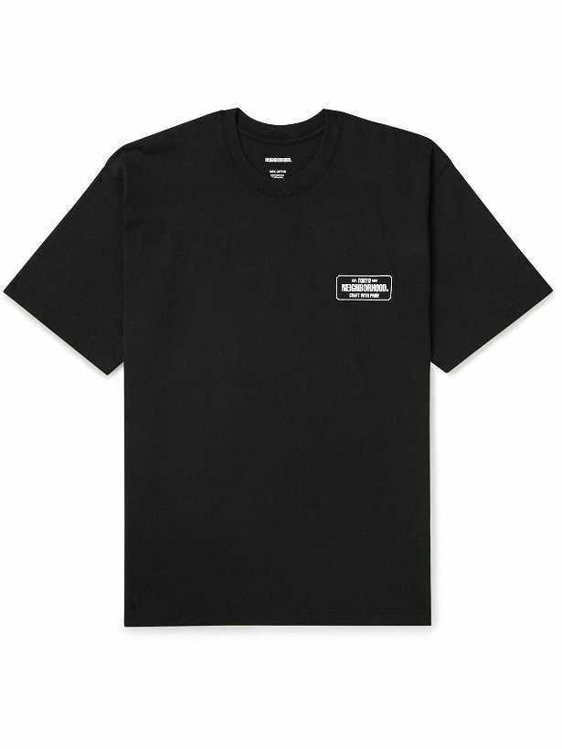 Photo: Neighborhood - Logo-Print Cotton-Jersey T-Shirt - Black