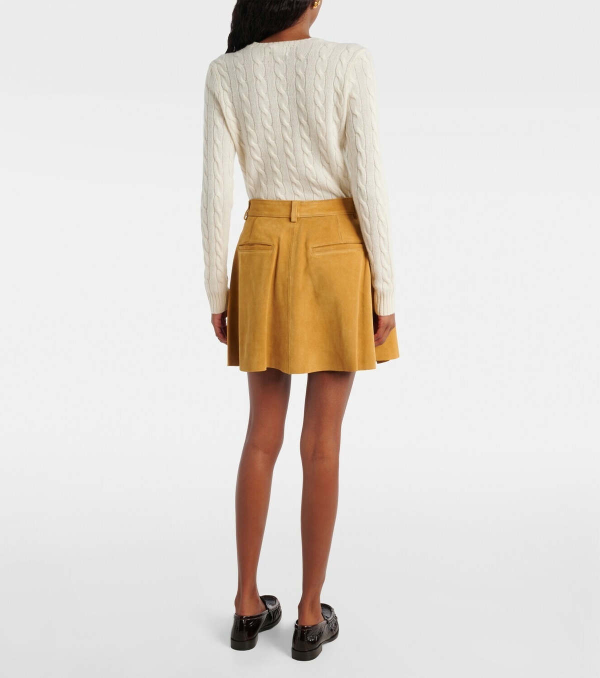 Polo Ralph Lauren High-rise pleated suede skirt