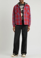 Saint Mxxxxxx Hooded Checked Flannel Jacket Red