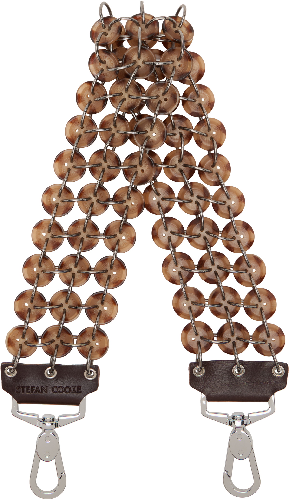Stefan Cooke Brown Short Button Bag Strap