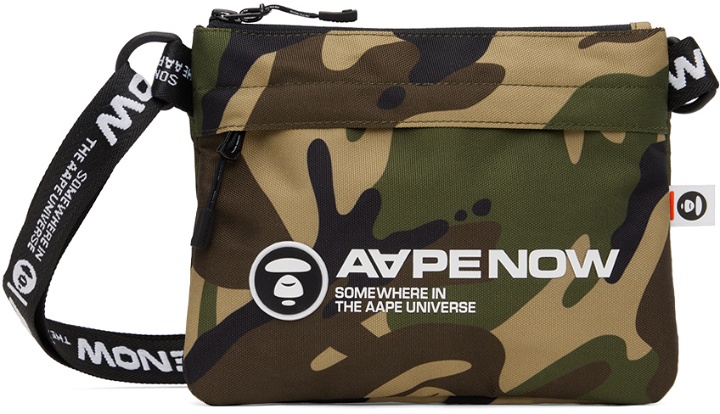 Photo: AAPE by A Bathing Ape Green Moonface Patch Camo Bag