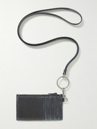 Balenciaga - Logo-Print Embossed Full-Grain Leather Cardholder with Lanyard