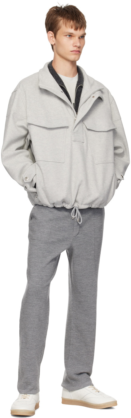 Solid Homme Gray Half-Zip Sweatshirt