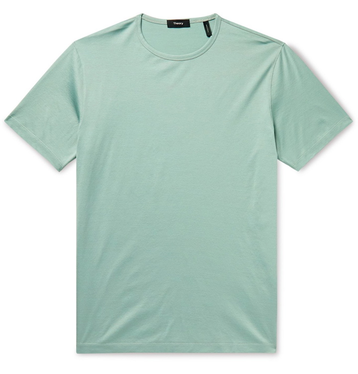 Photo: Theory - Cotton-Jersey T-Shirt - Green
