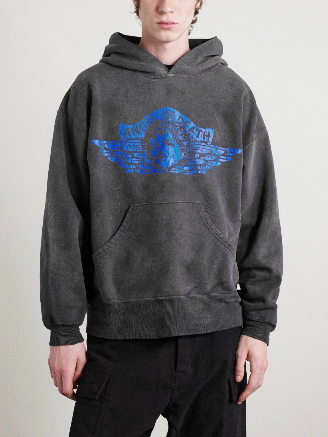SAINT MXXXXXX - Angel Printed Cotton-Jersey Hoodie - Black