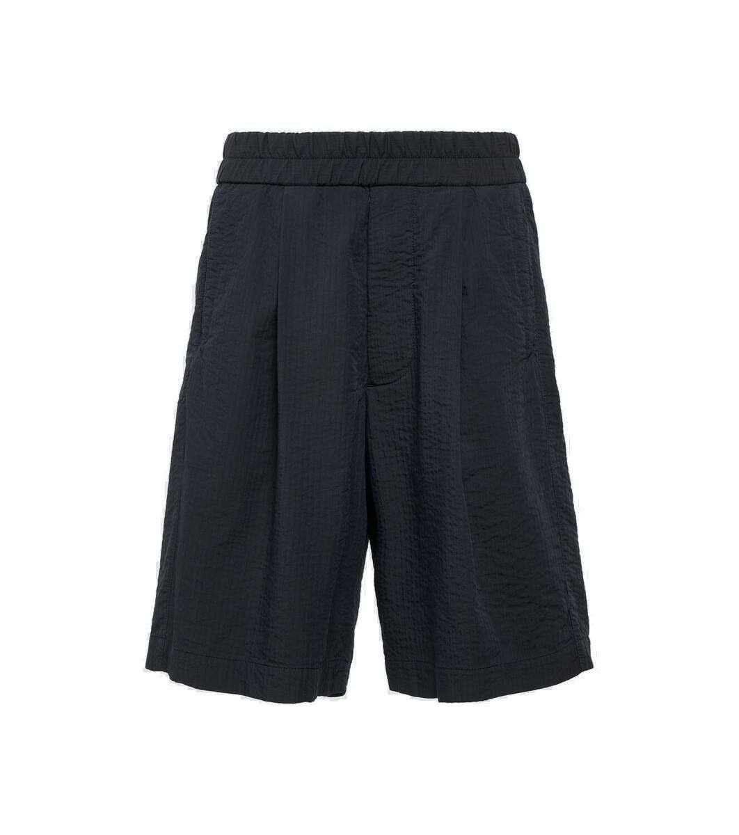 GIORGIO ARMANI Straight-Leg Pleated Crinkled Stretch-Twill Shorts for Men