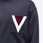 Valentino Men's Large V Logo Crew Sweat in Navy