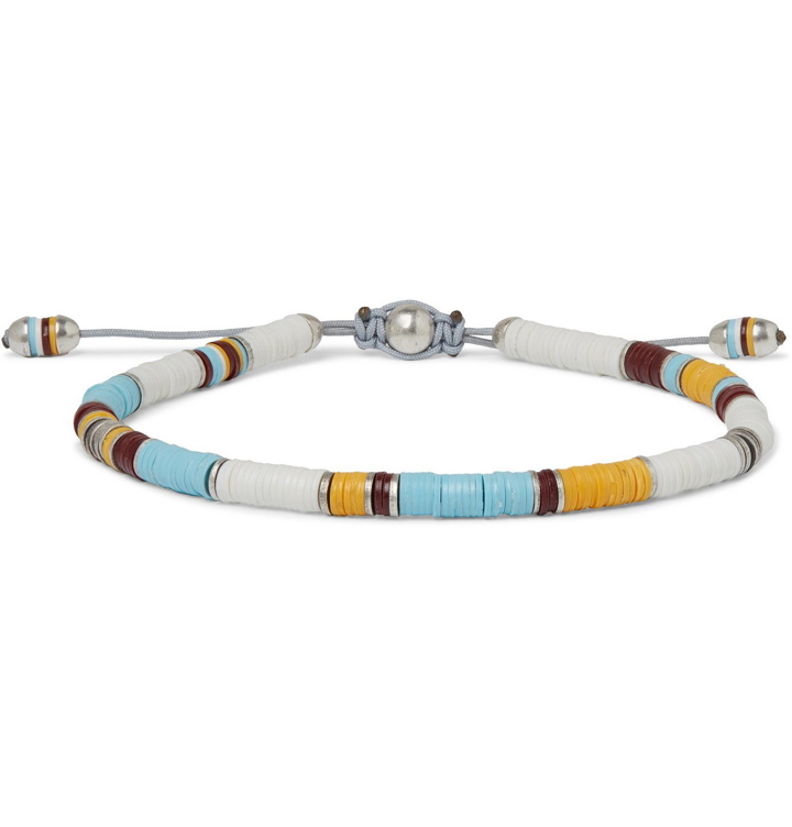 Photo: M.Cohen - Sterling Silver and Cord Beaded Bracelet - Blue