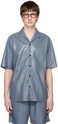Nanushka Blue Bodil Vegan Leather Shirt