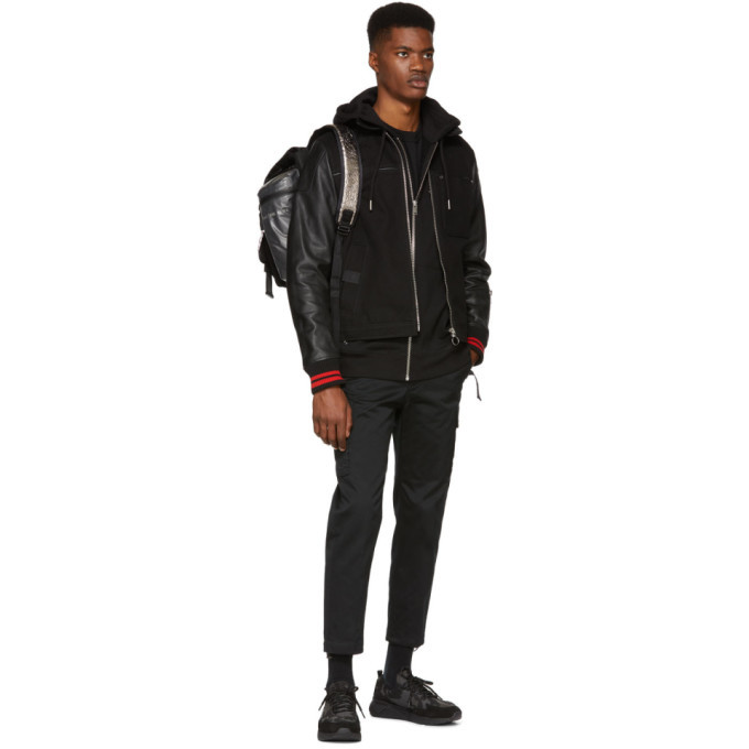 Diesel Black Leather and Denim J-Yuki Jacket Diesel