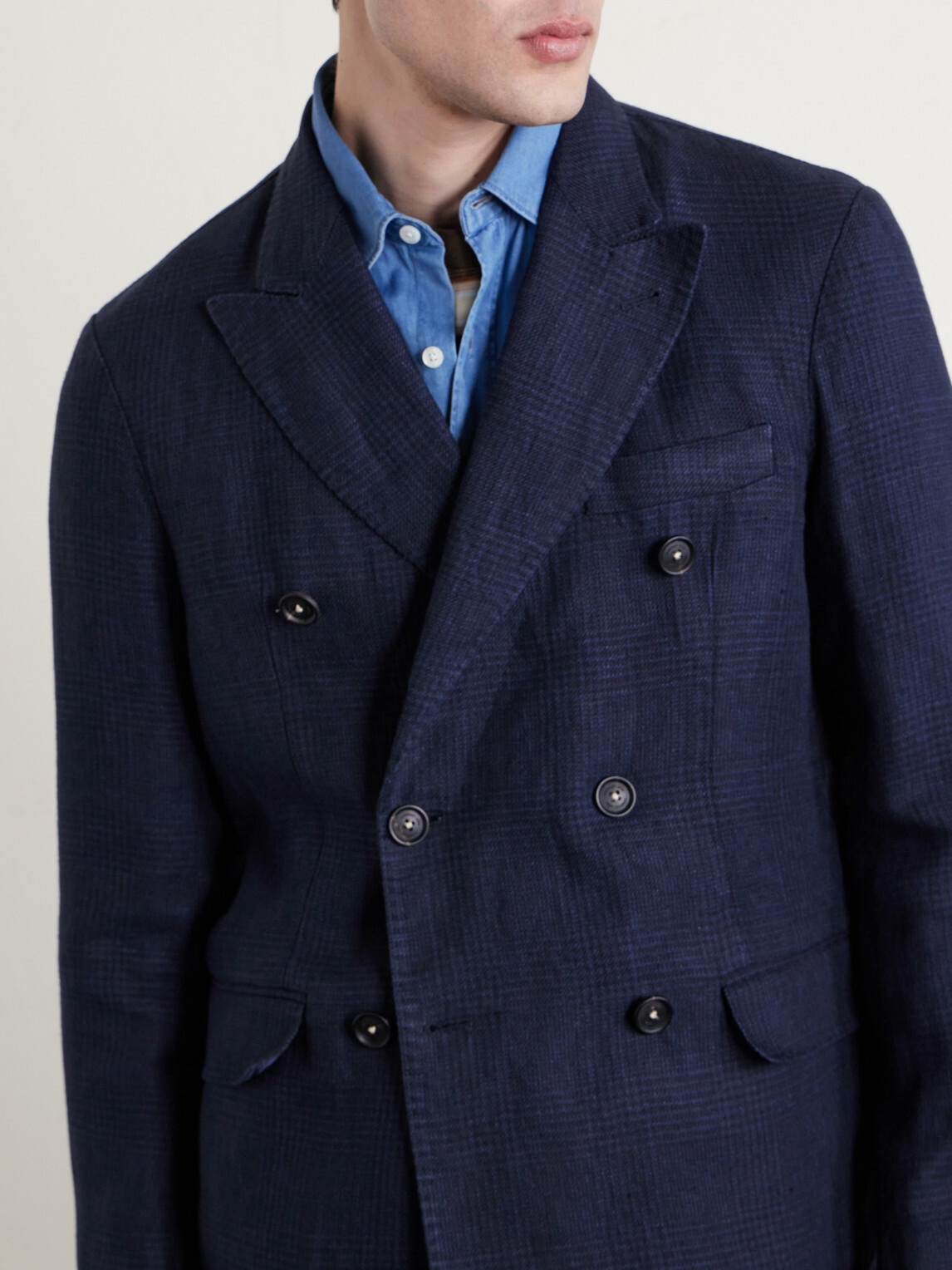 Massimo Alba - Brando Double-Breasted Linen Blazer - Blue