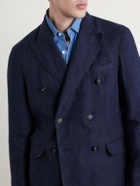 Massimo Alba - Brando Double-Breasted Linen Blazer - Blue