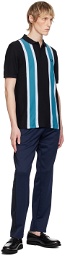 Fred Perry Black & Blue Striped Polo