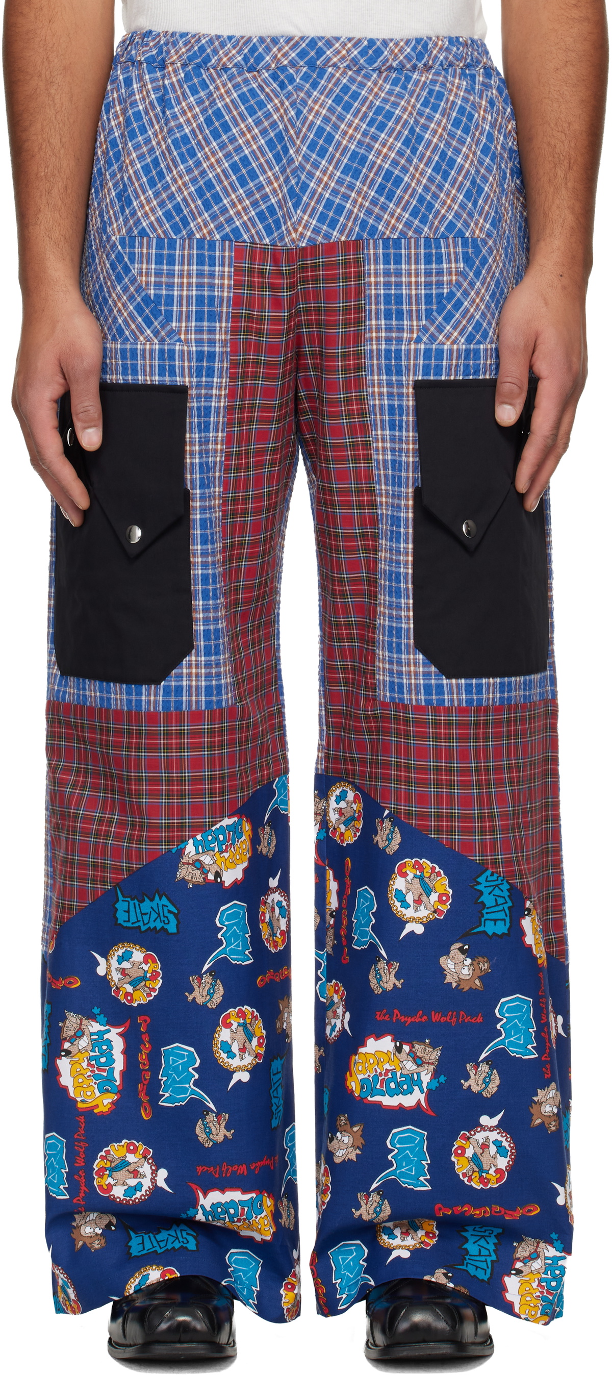 Chopova Lowena Blue & Red Cartoon Vega Trousers