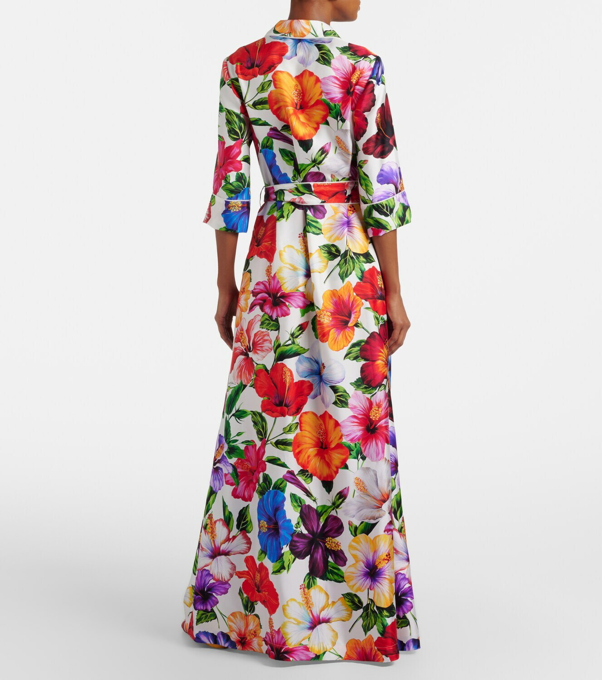 Dolce&Gabbana Floral belted silk satin maxi dress