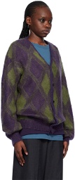 NEEDLES Purple & Khaki Argyle Cardigan