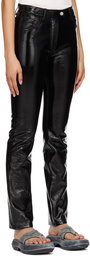 Courrèges Black Five-Pocket Vinyl Trousers