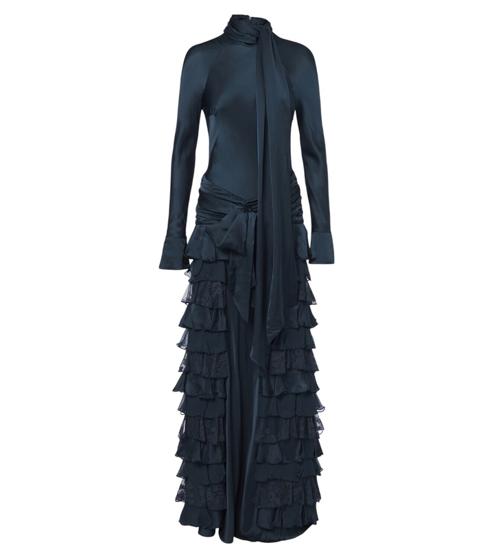 Photo: Zimmermann Valiant ruffled silk satin and chiffon gown